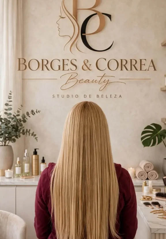 Depois: cabelo longo, liso, alinhado e com brilho